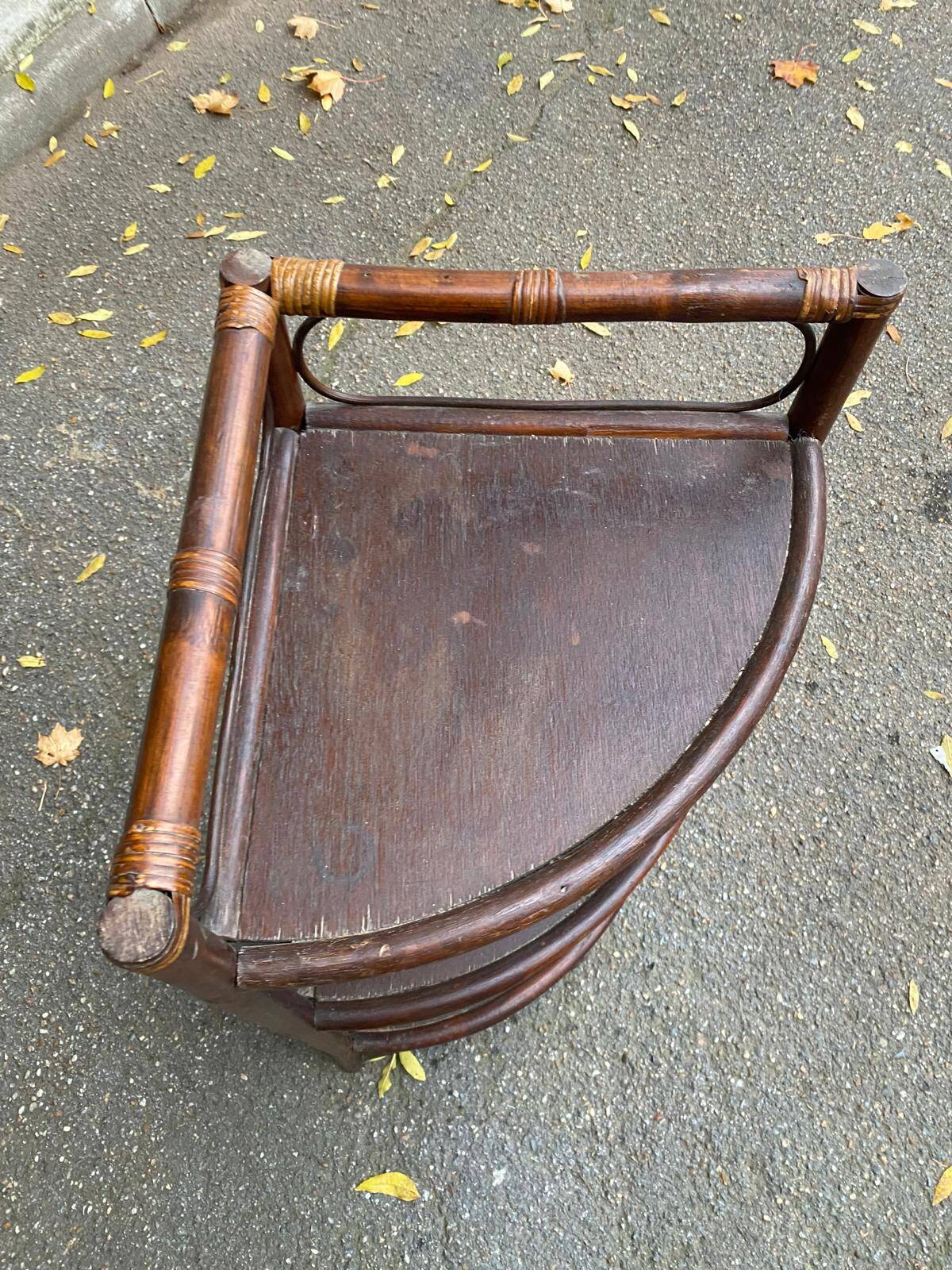 Étagère d'angle vintage rotin et osier 3 niveaux