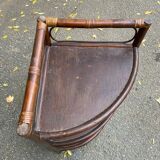 Étagère d'angle vintage rotin et osier 3 niveaux