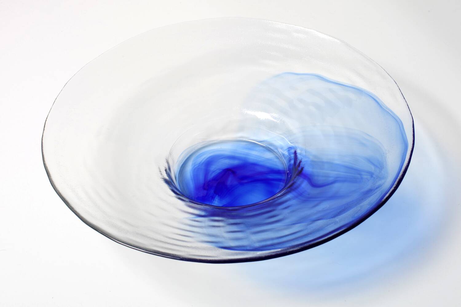 Mid-Century Bormioli Rocco Blue Swirl Glass Bowl - Italy 1990s