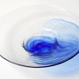 Mid-Century Bormioli Rocco Blue Swirl Glass Bowl - Italy 1990s