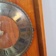 Wooden & brass wall clock, quartz star, retro chic country style - 1960
