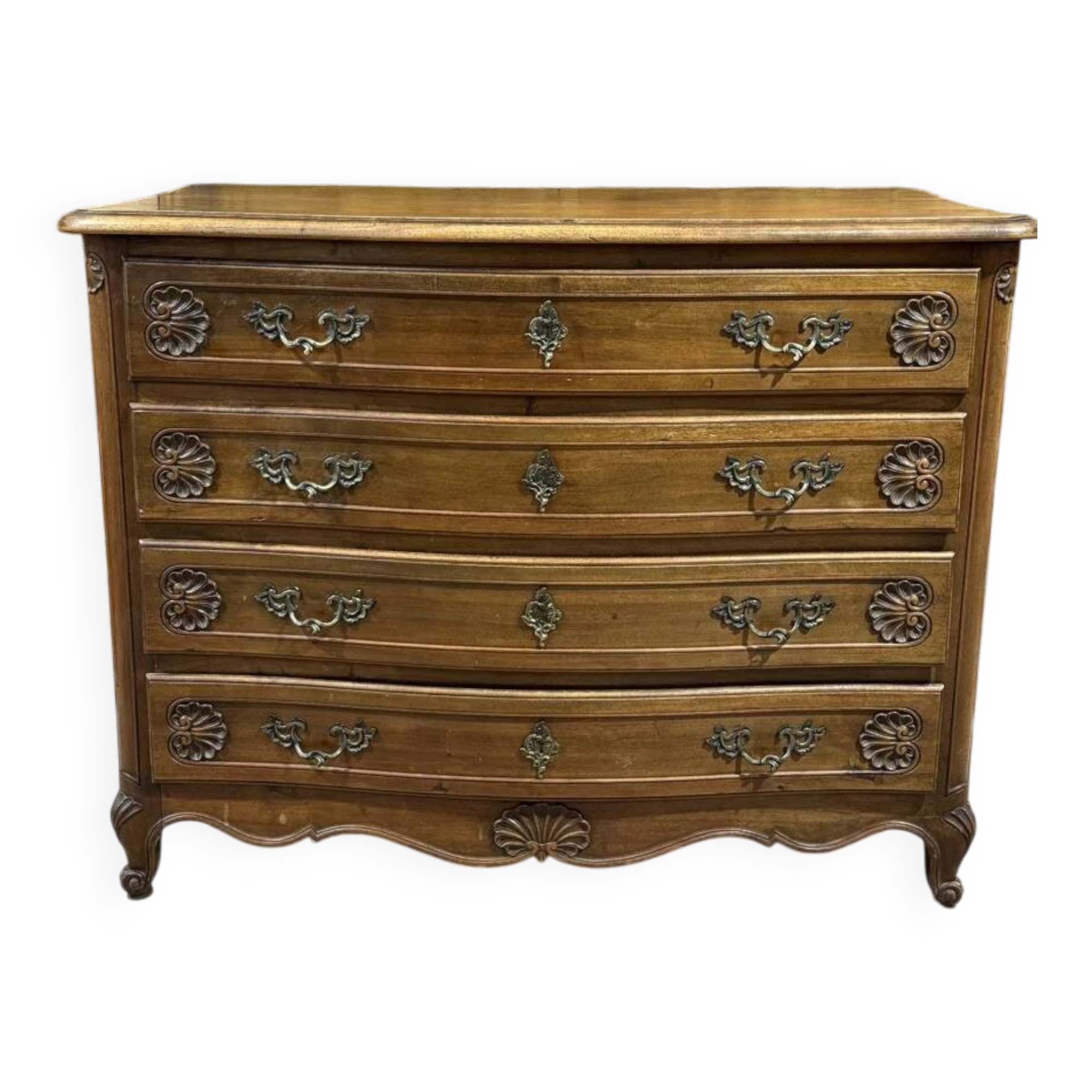 Curved commode in Louis XV style made of walnut.