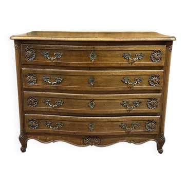 Curved commode in Louis XV style made of walnut.