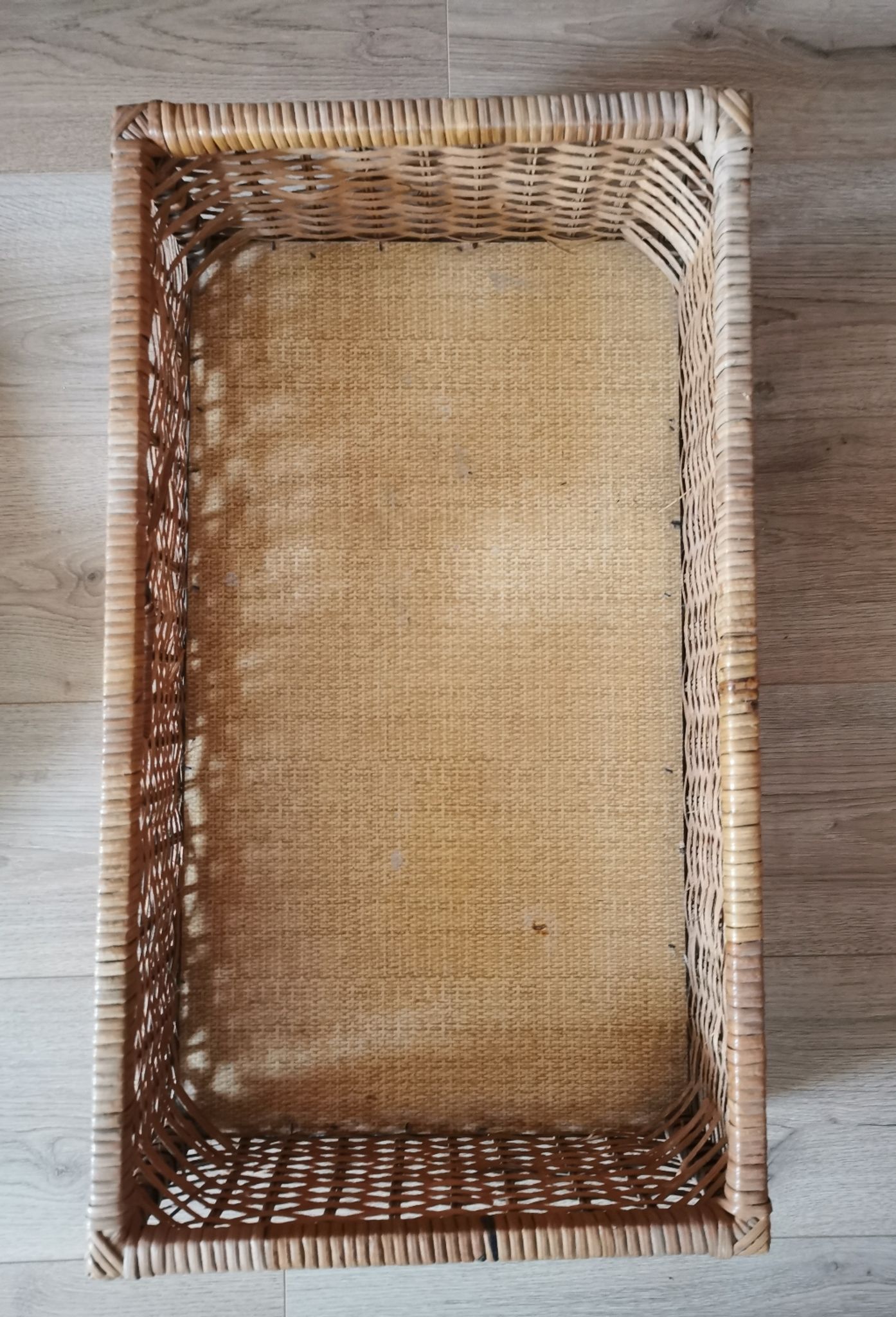 Grand tiroir panier osier rotin vintage ancien