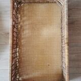 Grand tiroir panier osier rotin vintage ancien