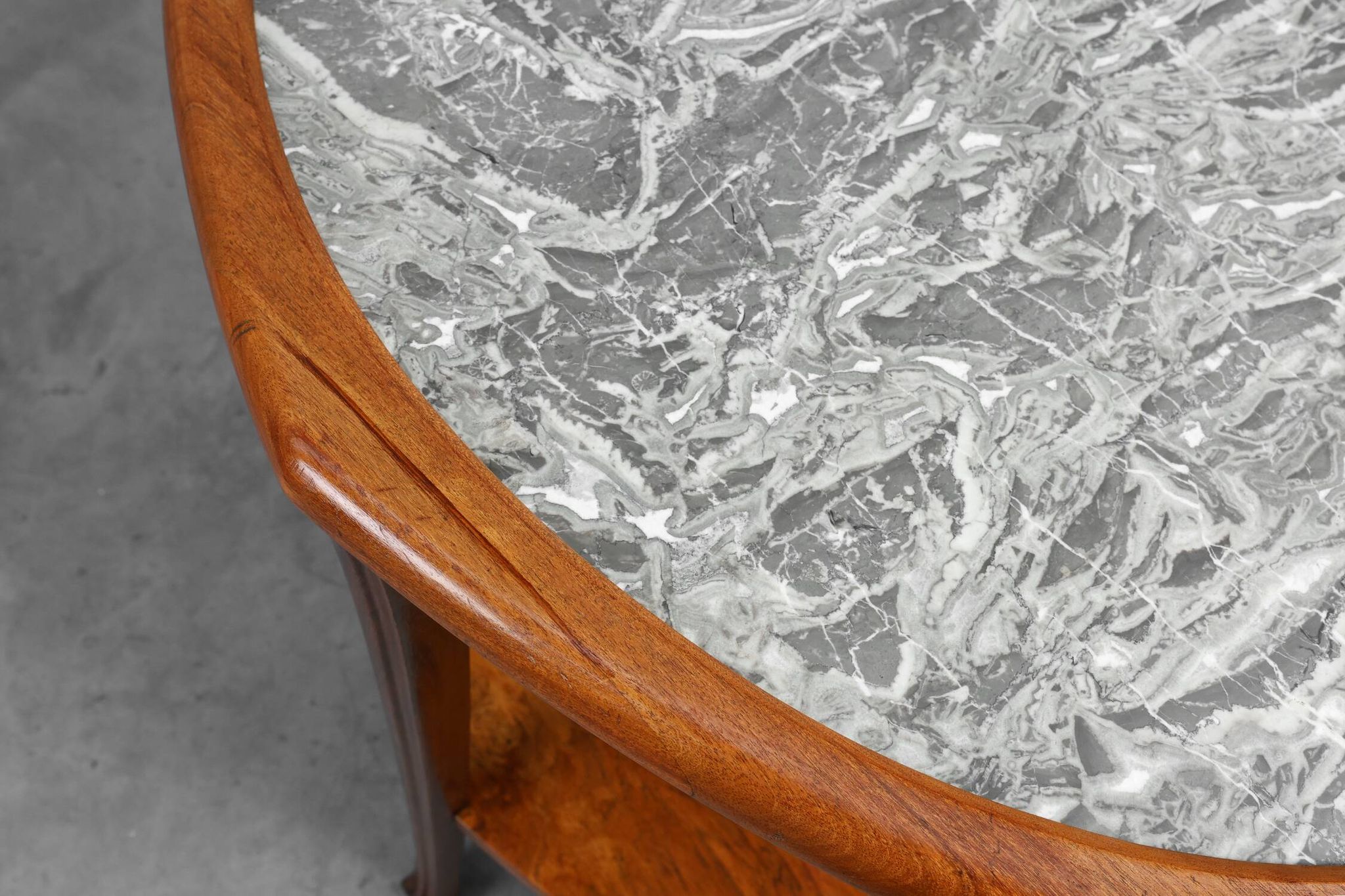Art Nouveau Side Table in Walnut and Marble, France ca. 1915
