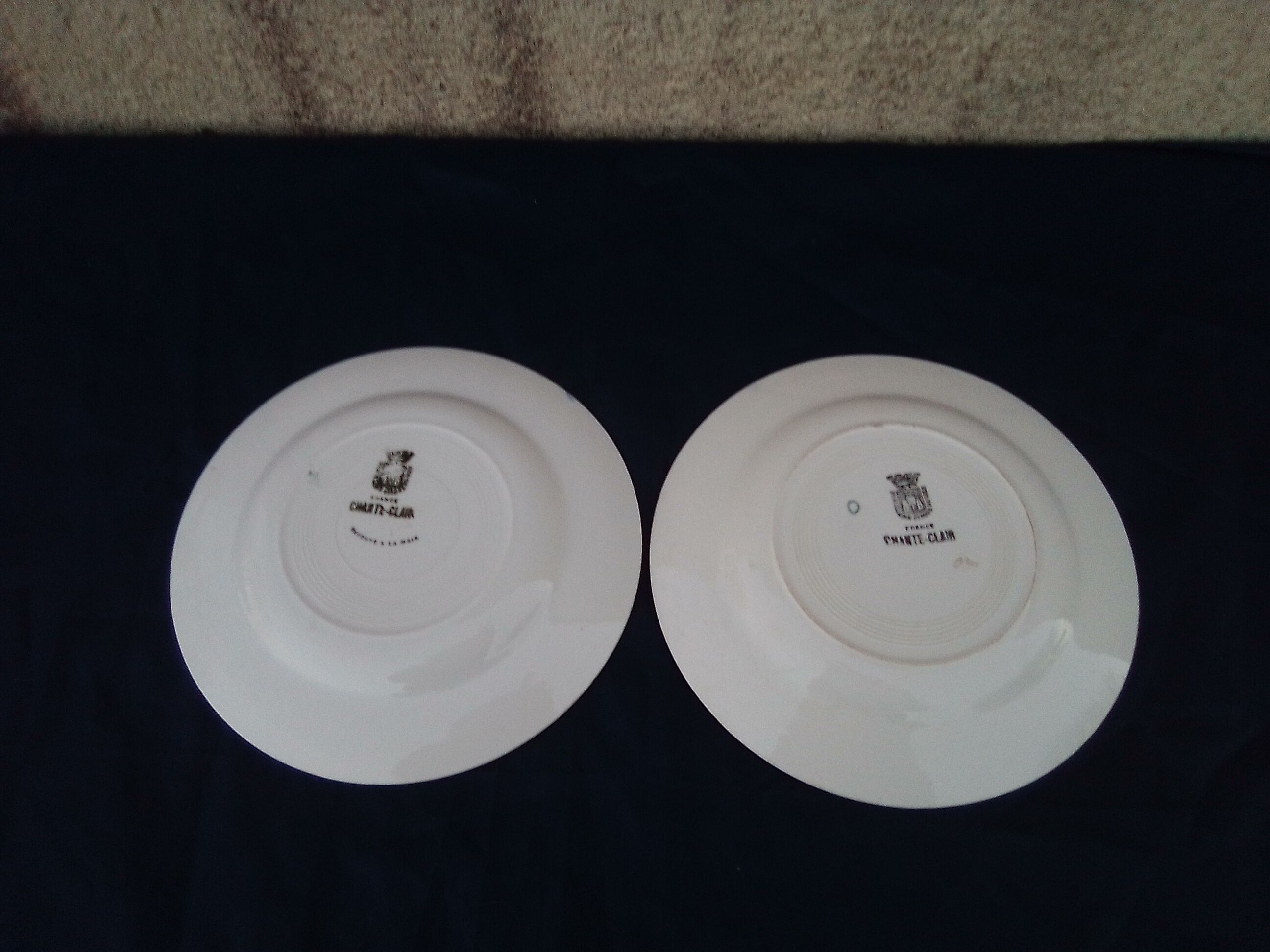 2 dessert plates in opaque porcelain of Gien model Chante clair diam diam 20,5 cm