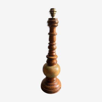 Pied de lampe vintage en bois tourné