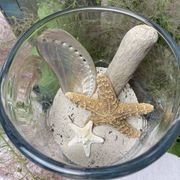 Pinched crystal vase engraved with vintage marine motifs