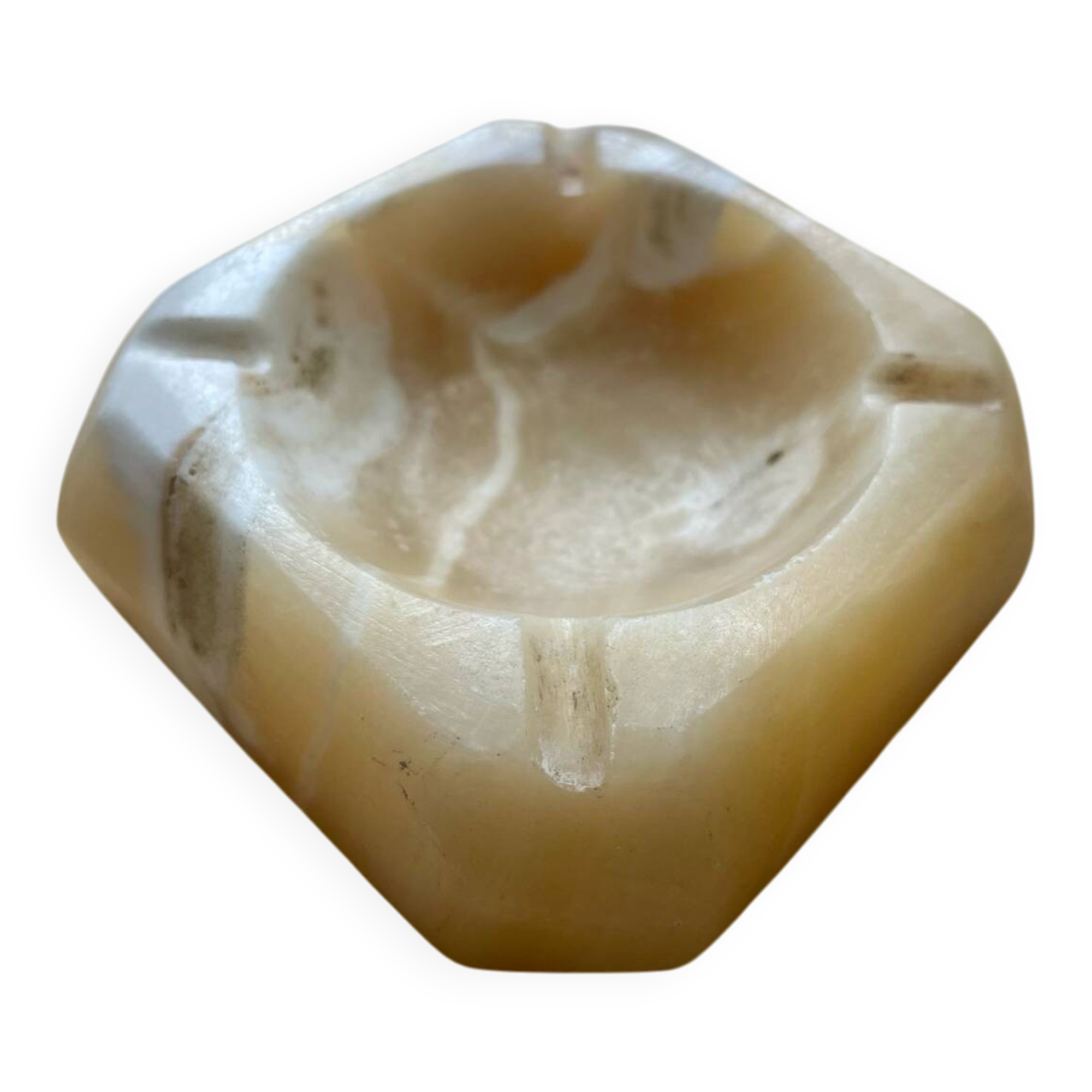 Beige alabaster ashtray