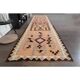 1970s Turkish Oushak Handmade Wool Cotton Orange Runner Rug 90x361