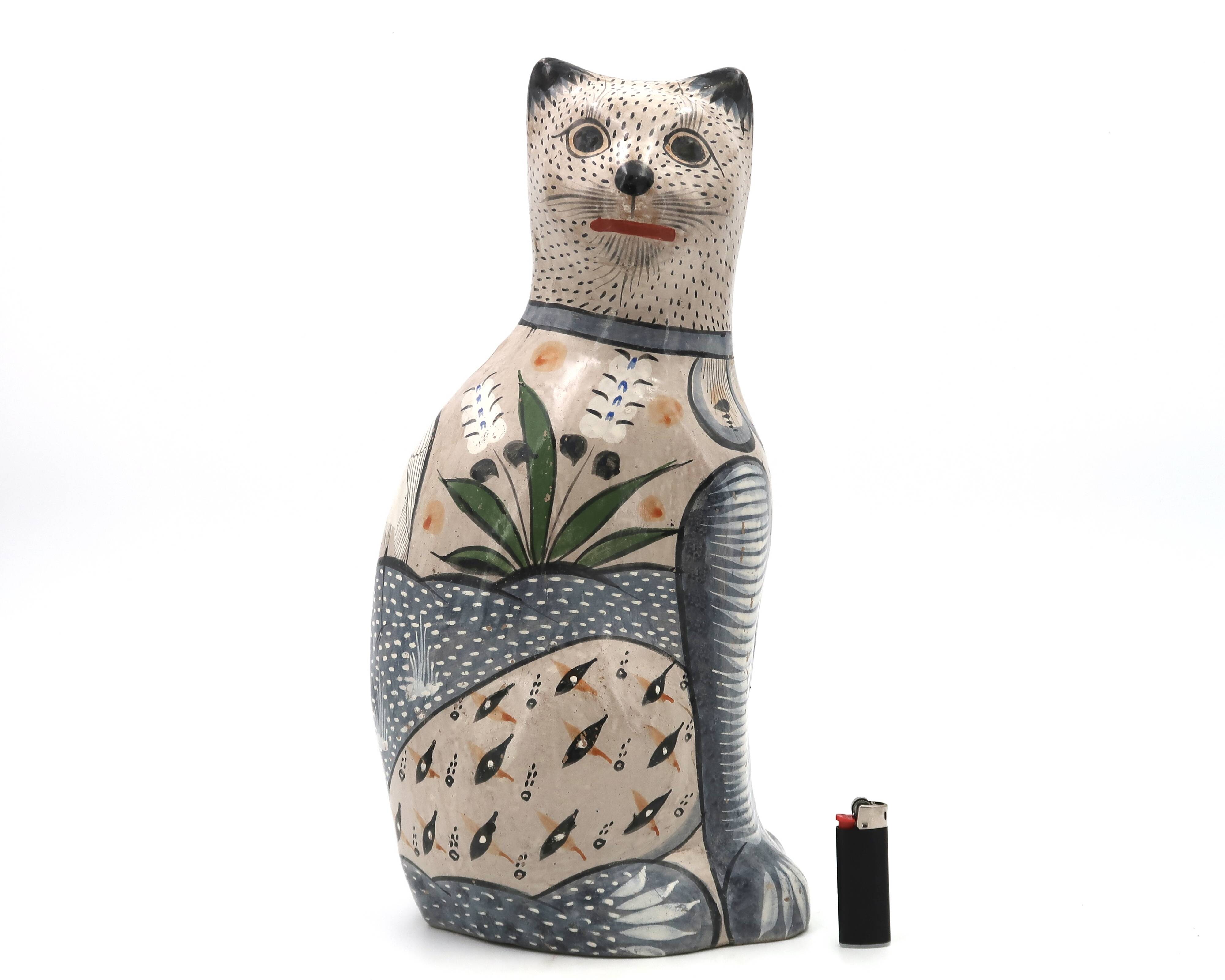 Large Mexican ceramic folk cat, 1970s