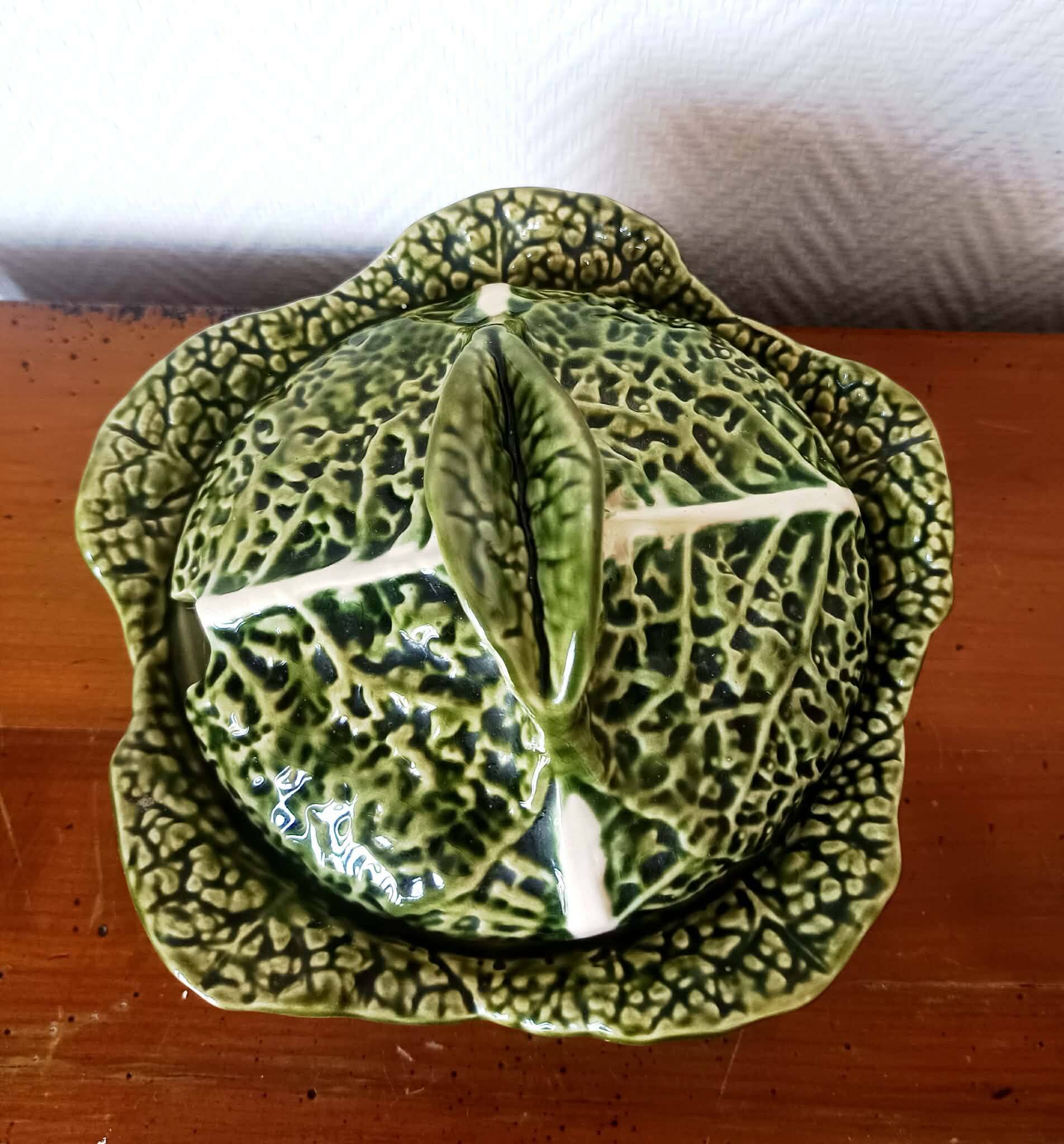 Vintage soup tureen cabbage in faience