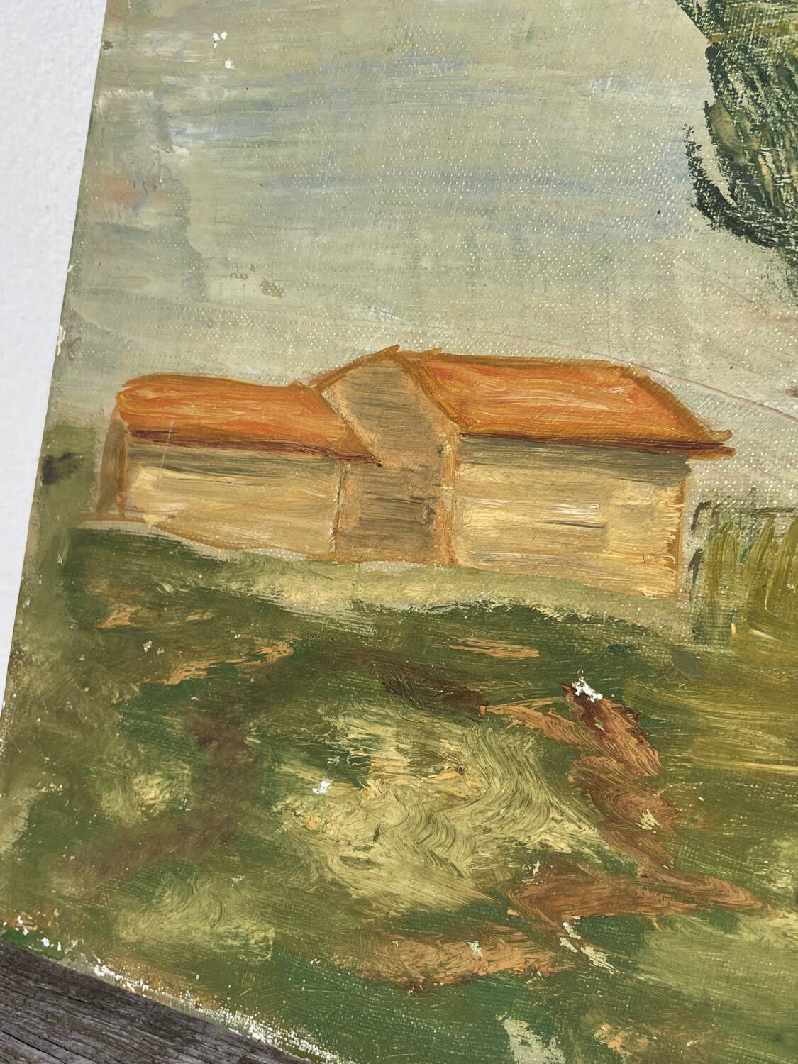 Old painting of a forest landscape in Les Landes