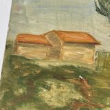 Old painting of a forest landscape in Les Landes