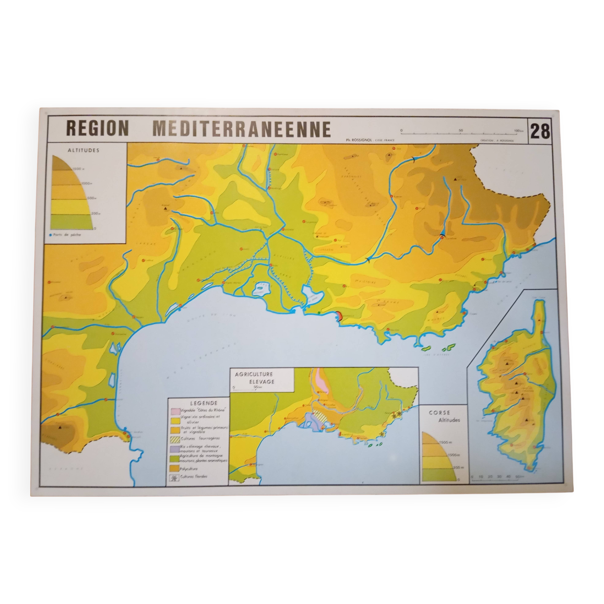 School map: south east altitudes n°27 / mediterranean region n°28