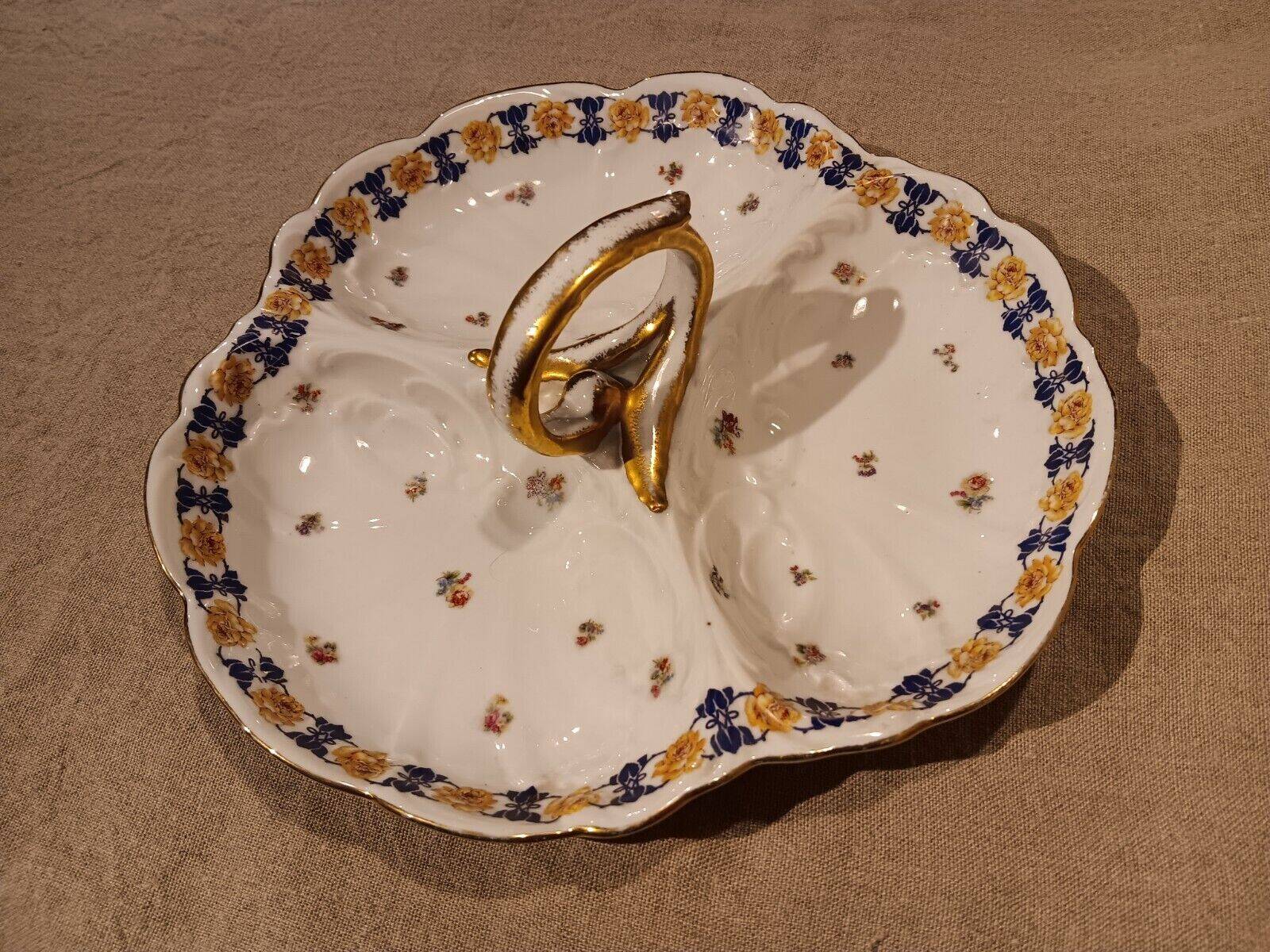 Beggar servant in Limoges JC porcelain floral decoration with roses