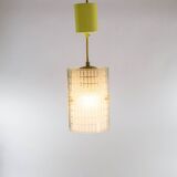 Rectangular suspension lamp in engraved glass from the 70s