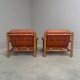 Set brutalist, Brazilian style leather lounge chairs, 1960s