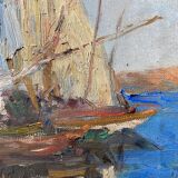 Table "Landscape of boats" Italy HST signed Alfred Tardieu (XIX-XX)