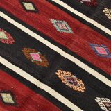5x7 Red Black Handmade Persian Kilim Rug, 168x228Cm