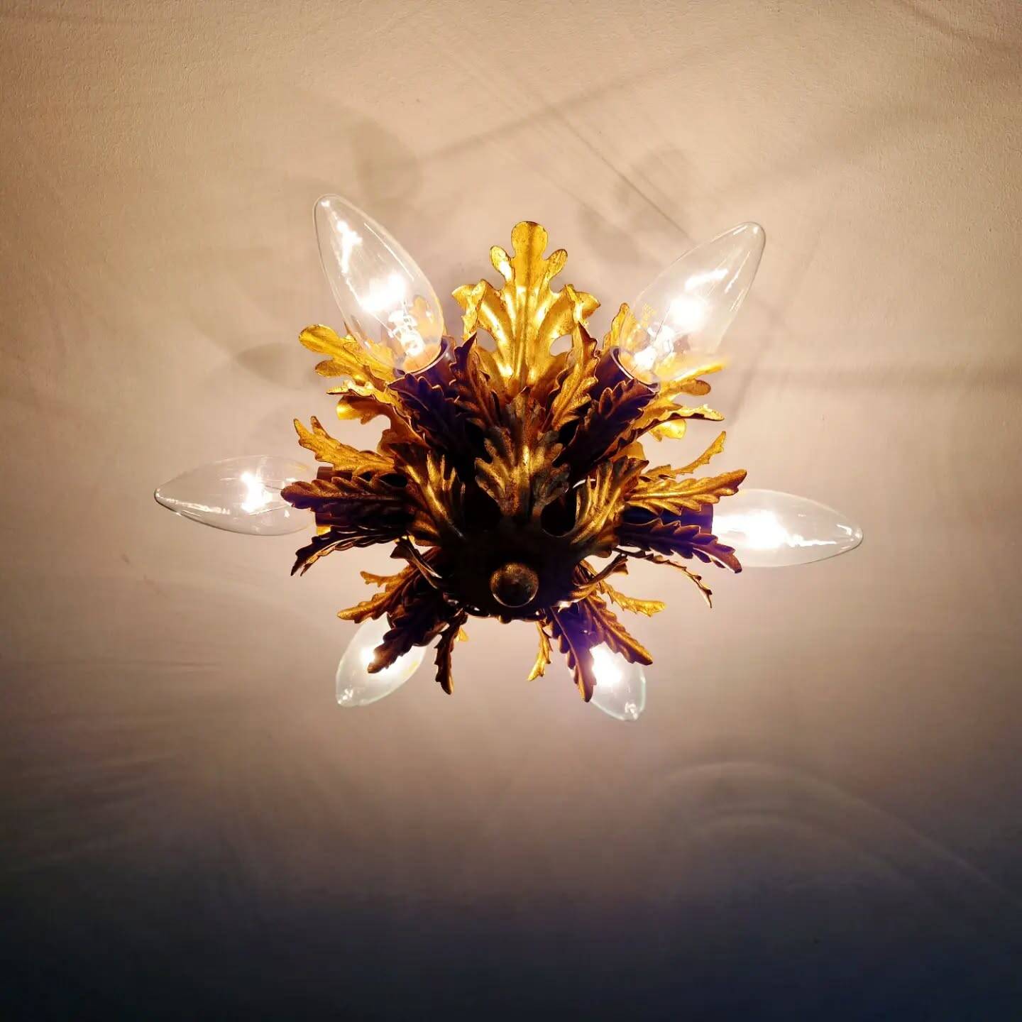 Golden metal ceiling light, Banci Firenze, 1970