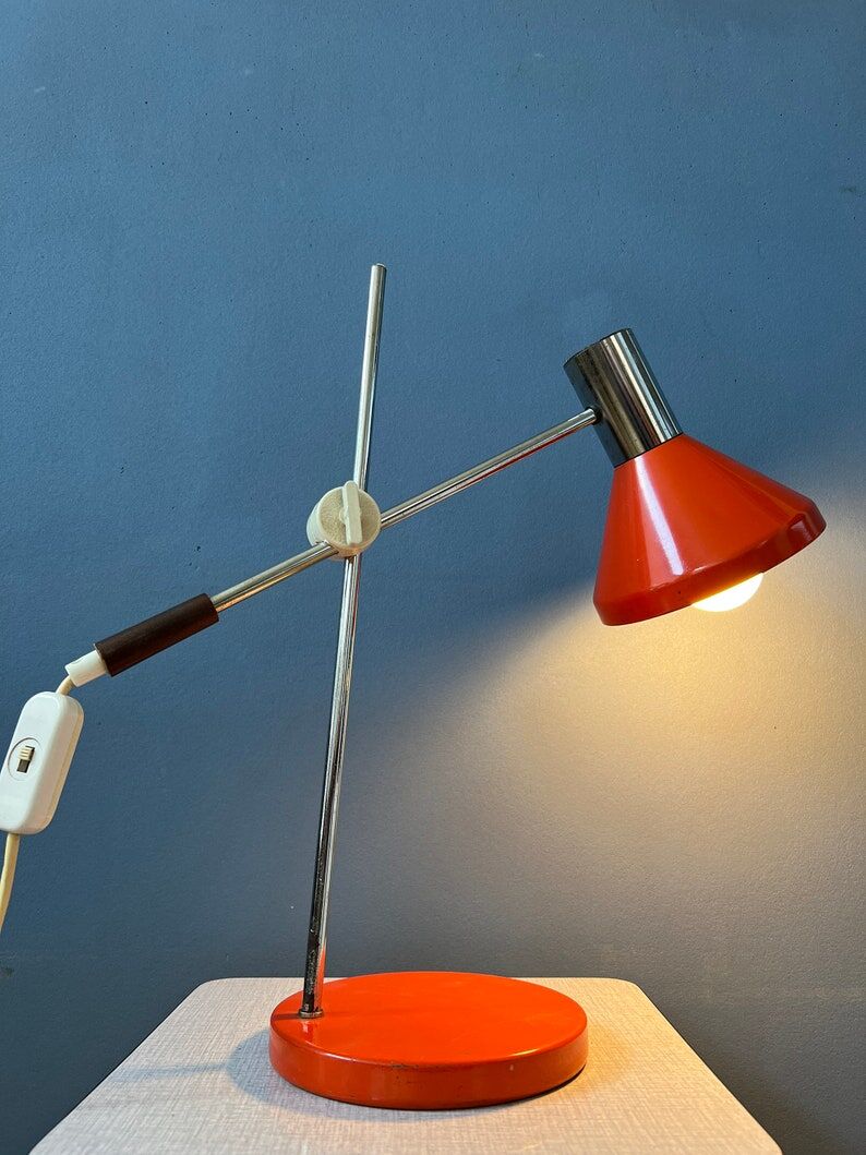 Mid-century red desk lamp