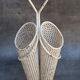 Porte parapluie double en métal blanc, par Mathieu Mategot - années 50