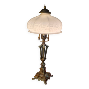 Lampe ancienne patine - art deco opaline