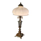old lamp patina bronze steel and white opaline art deco 43x22
