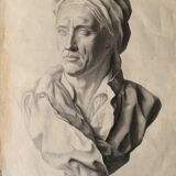 Pencil drawing, bust, signed, nineteenth