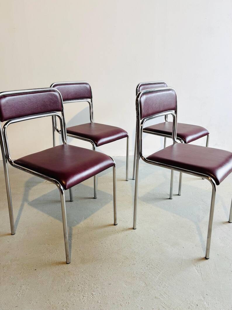 Chaise vintage bauhaus en chrome 90