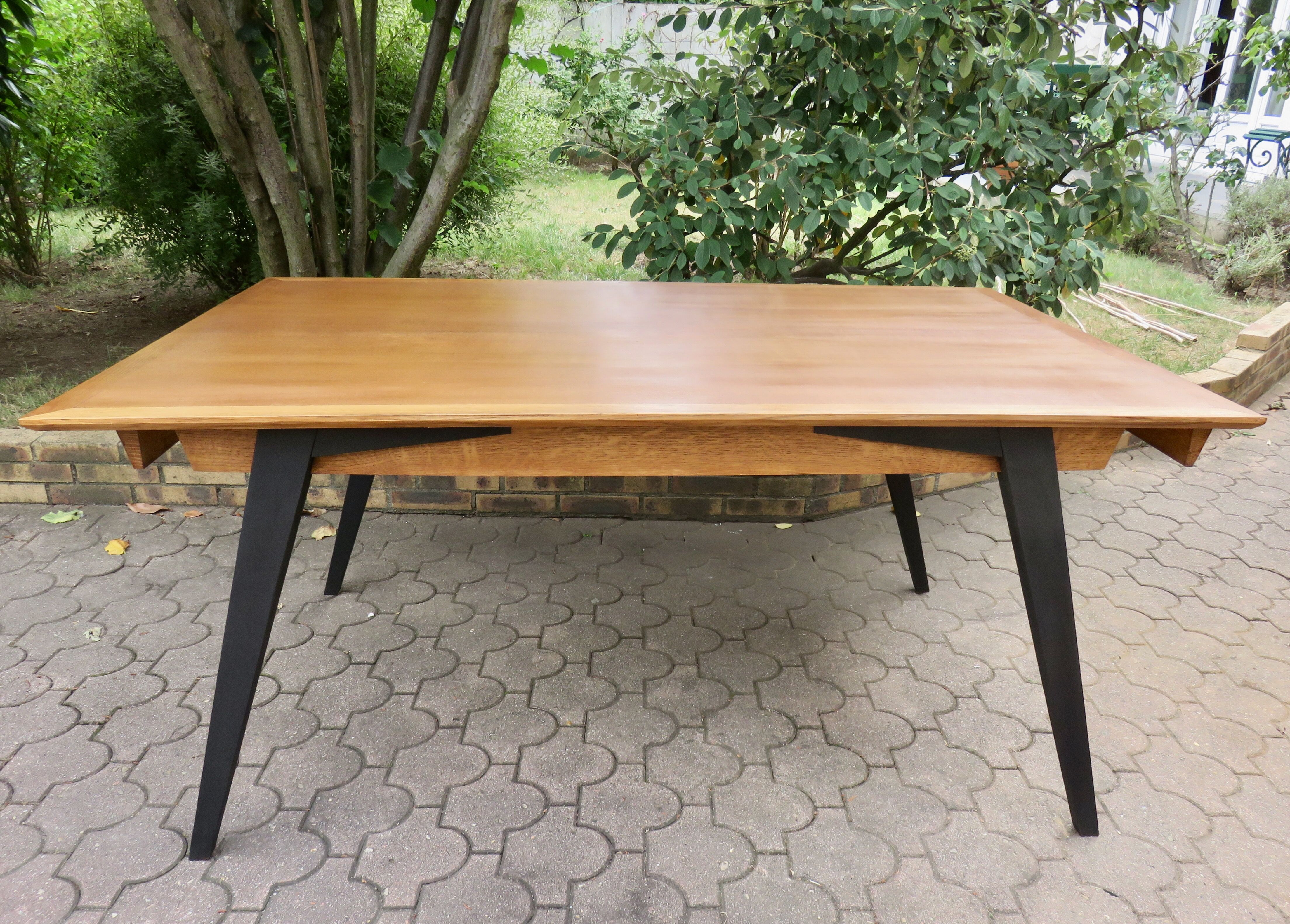 Large table with compass legs. Italian design 1960