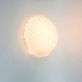 Large Minimalist Opaline Glass Shell-Shaped Wall Light from Limburg, Germany, 1970s