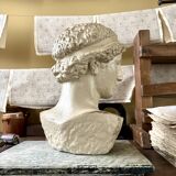 Concrete bust painted in beige - reproduction, detail of "The Dying Slave"