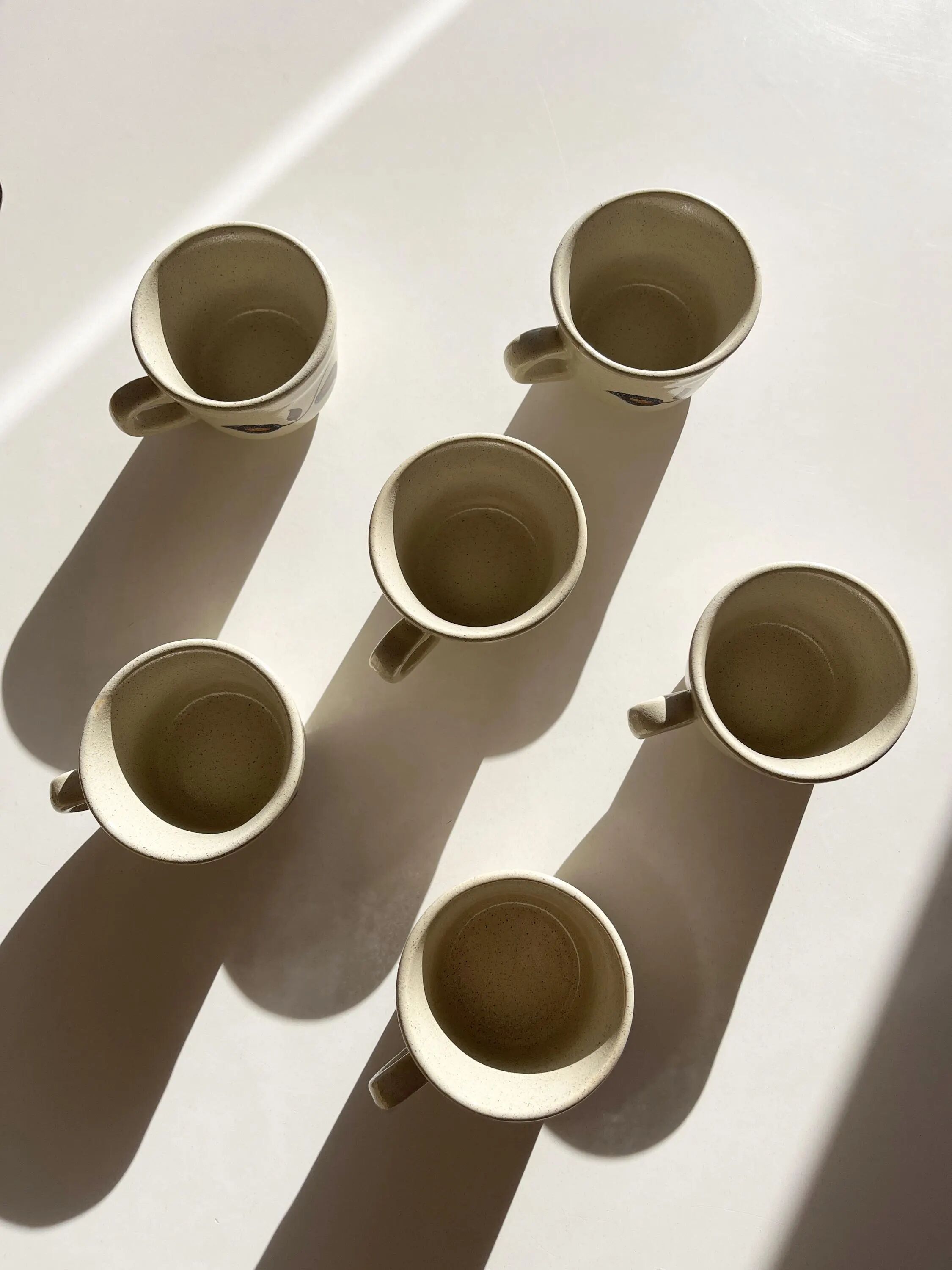 Set of 6 stoneware coffee cups from the 1970s.