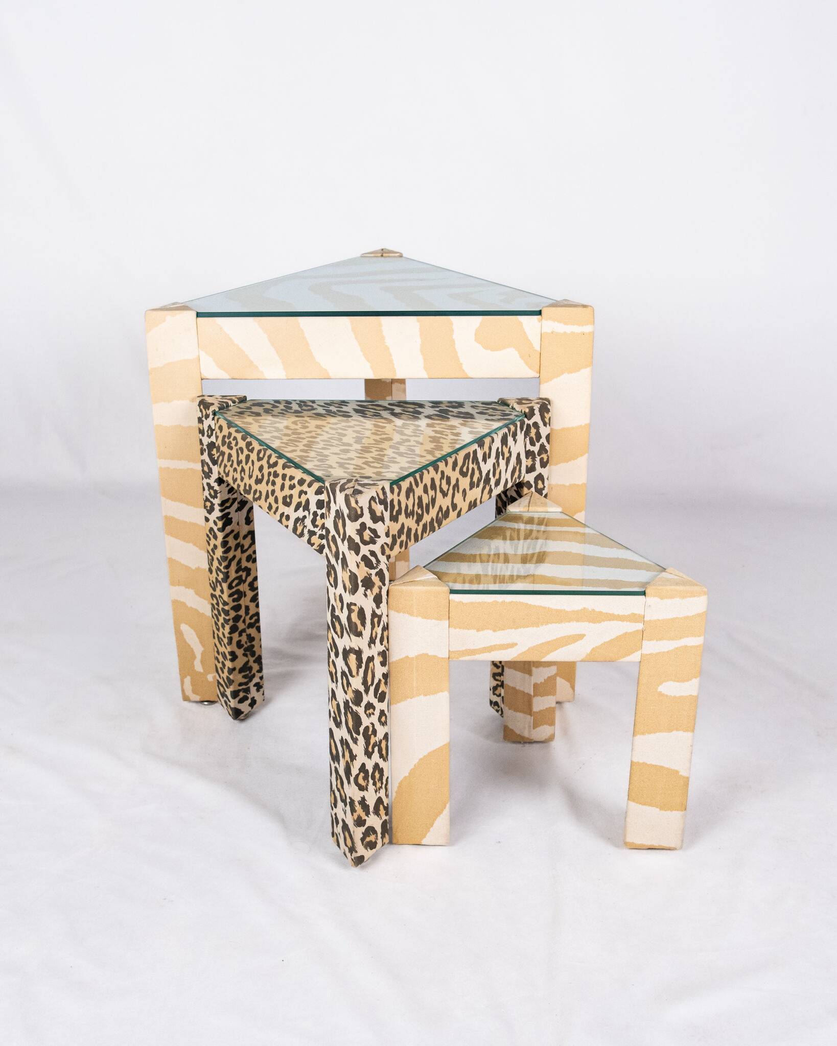 Set of nested tables upholstered, Pierre Frey, 1970s