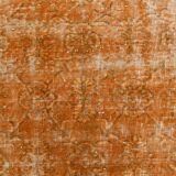 Tapis Vintage Orange Ocre Patiné, Style Bohème Chic