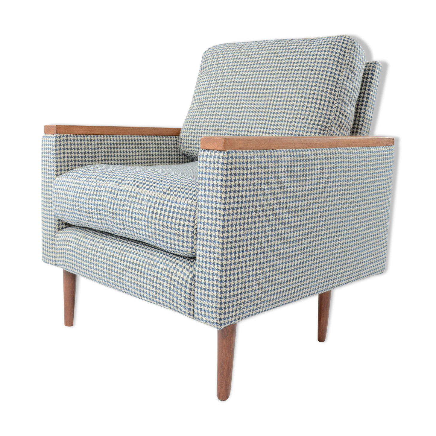 Cube armchair blue houndstooth
