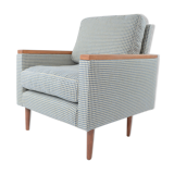 Cube armchair blue houndstooth