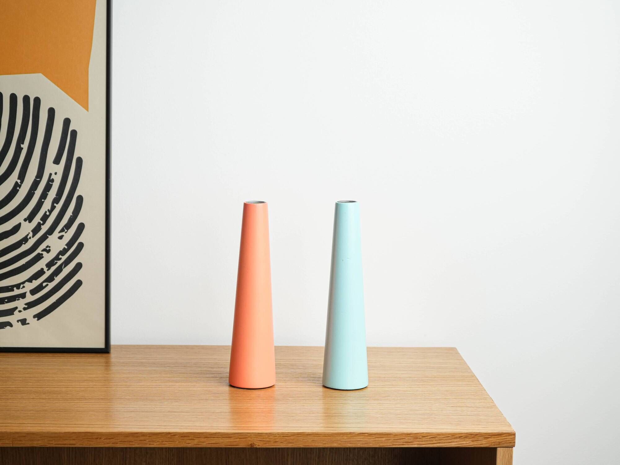 Wooden candlestick with geometric conical form, Denmark, 1970s