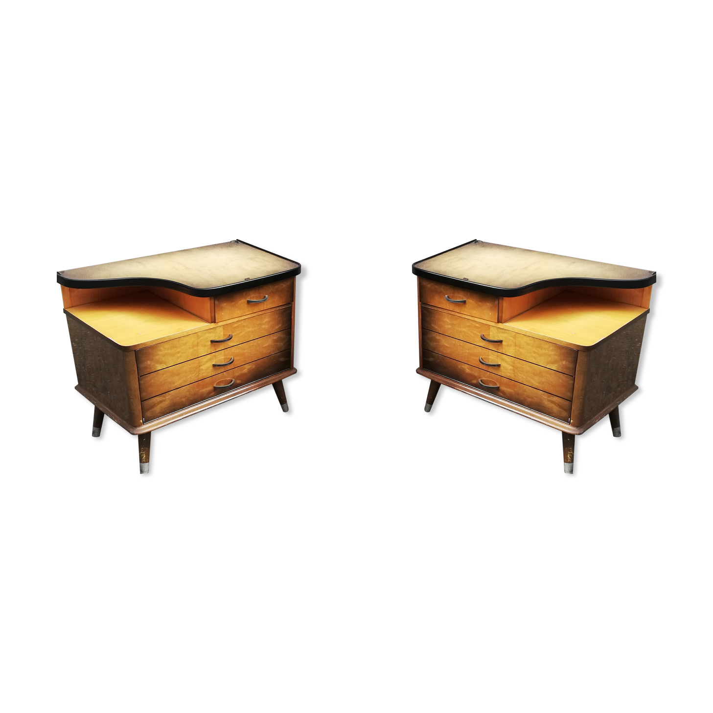 Pair of vintage bedside compass feet