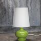 Green glass lamp with vintage shade, table lamp, lamp d