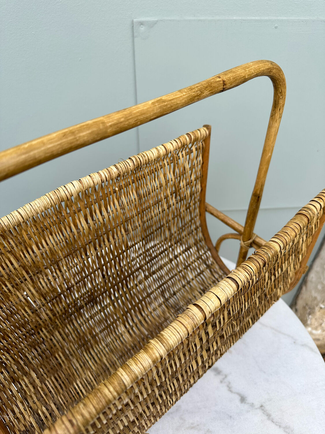 Rattan and woven wicker magazine rack