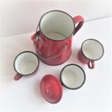 Red style wild west metal coffee maker and cup
