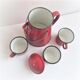 Red style wild west metal coffee maker and cup