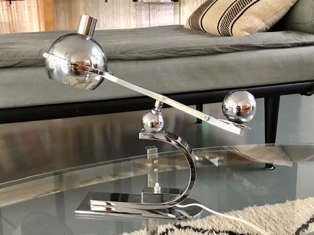 Art Deco desk lamp in stainless steel