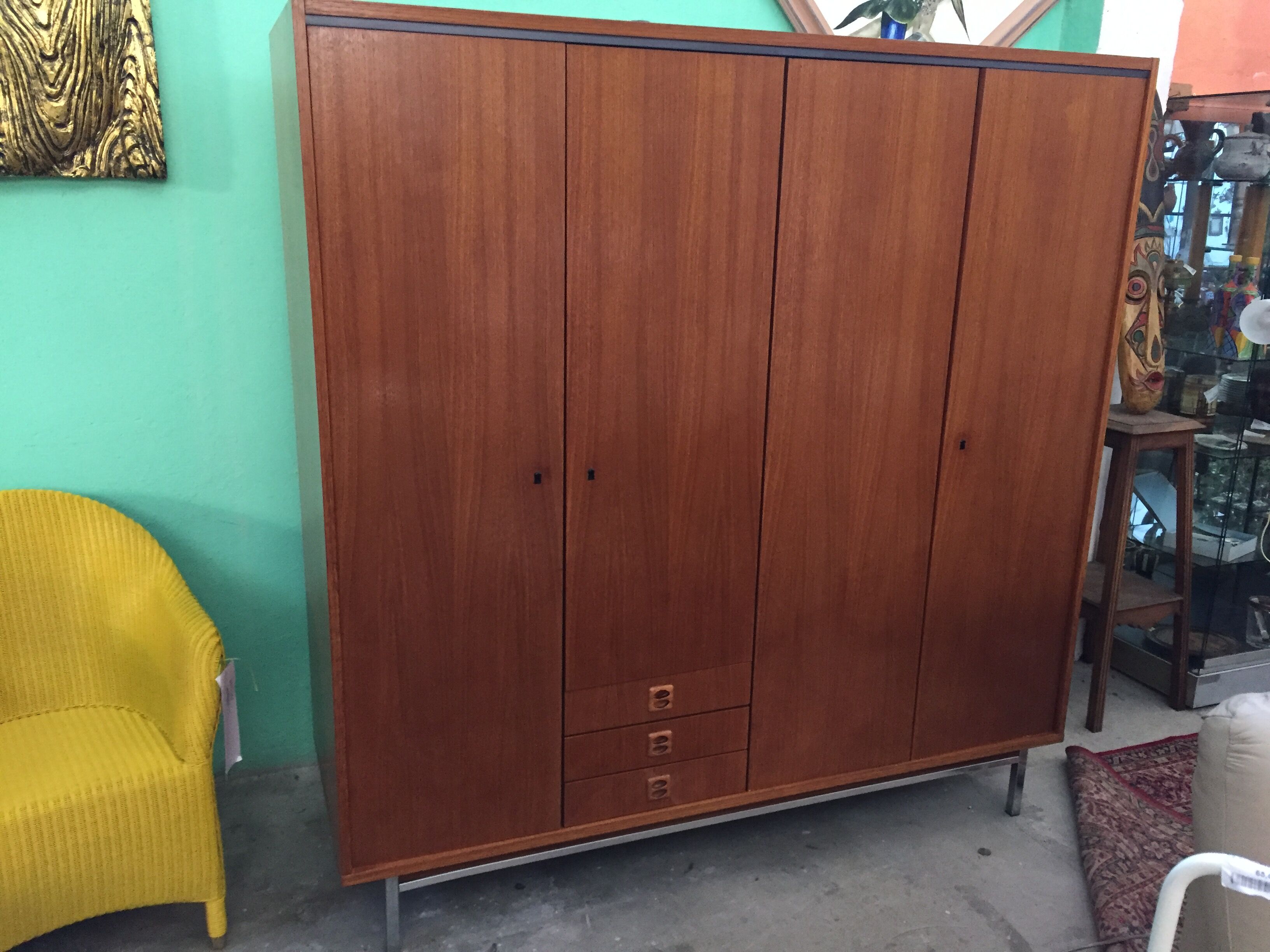 1960 plating chrome legs teak Cabinet