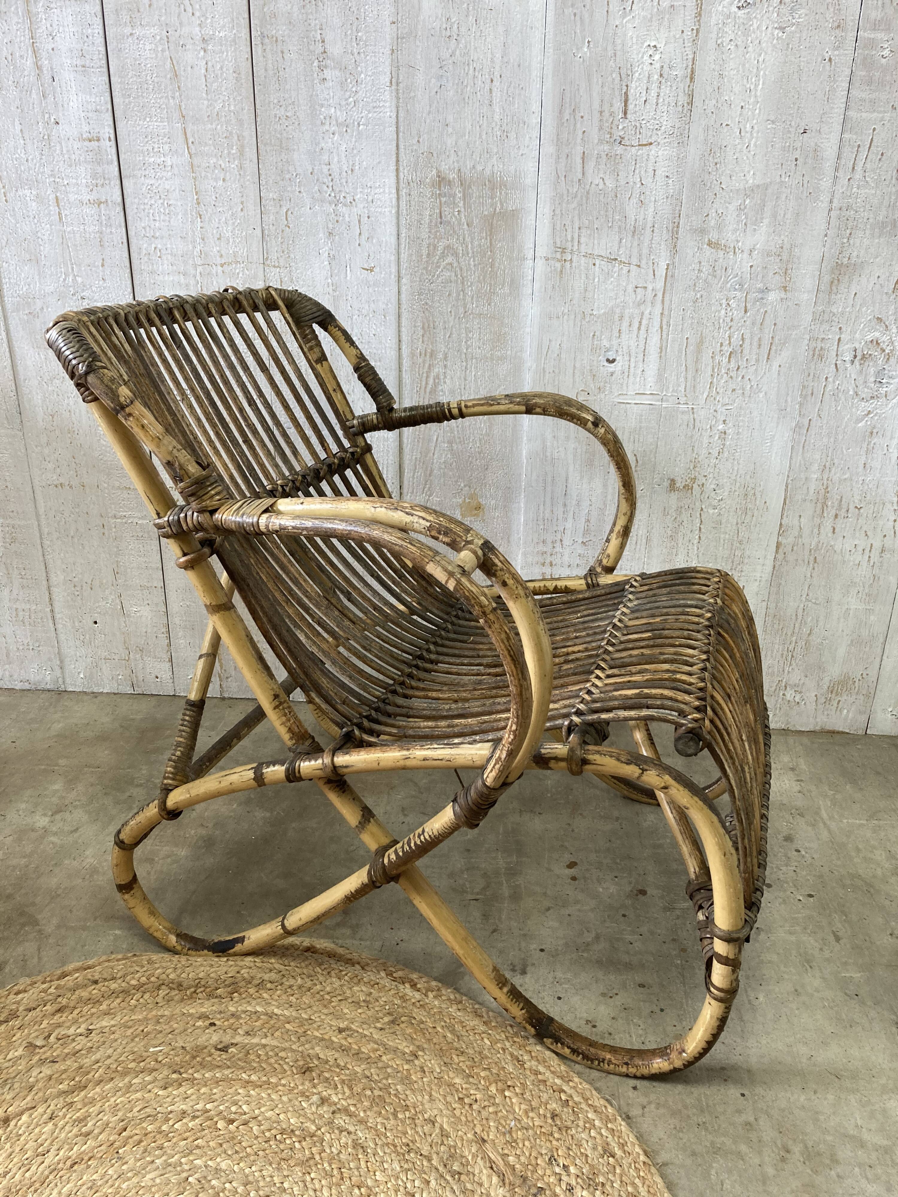 Pair of vintage rattan armchairs