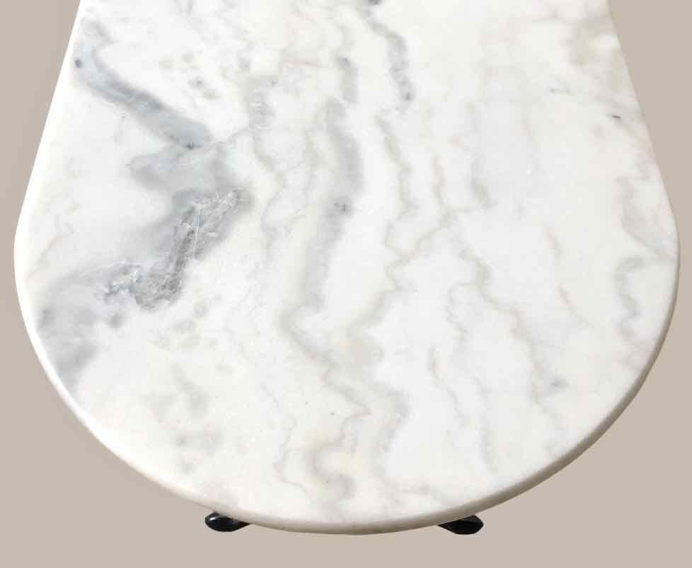 Oval marble and cast iron bistro table
